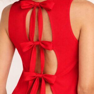 Tie Back Bow Tank Top Red | Open Back Chic Summer Top Women’s L NWT